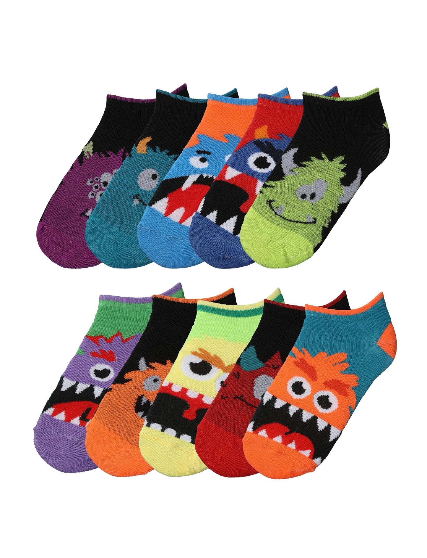 Tipi Toe Kids Boys 10 Pairs Classy Lightweight Novelty Creepy Creature