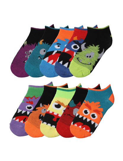 Tipi Toe Kids Boys 10 Pairs Classy Lightweight Novelty Creepy Creature